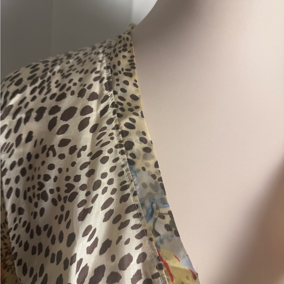 Johnny Was Silk Multicolor Floral and Leopard Print Blouse - Picture 3 of 11